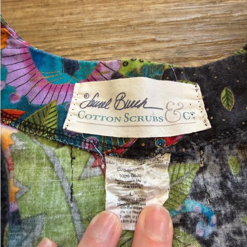 Vintage 90s Laurel Burch Jungle Song Cotton Scrub Jacket - Picture 4 of 8